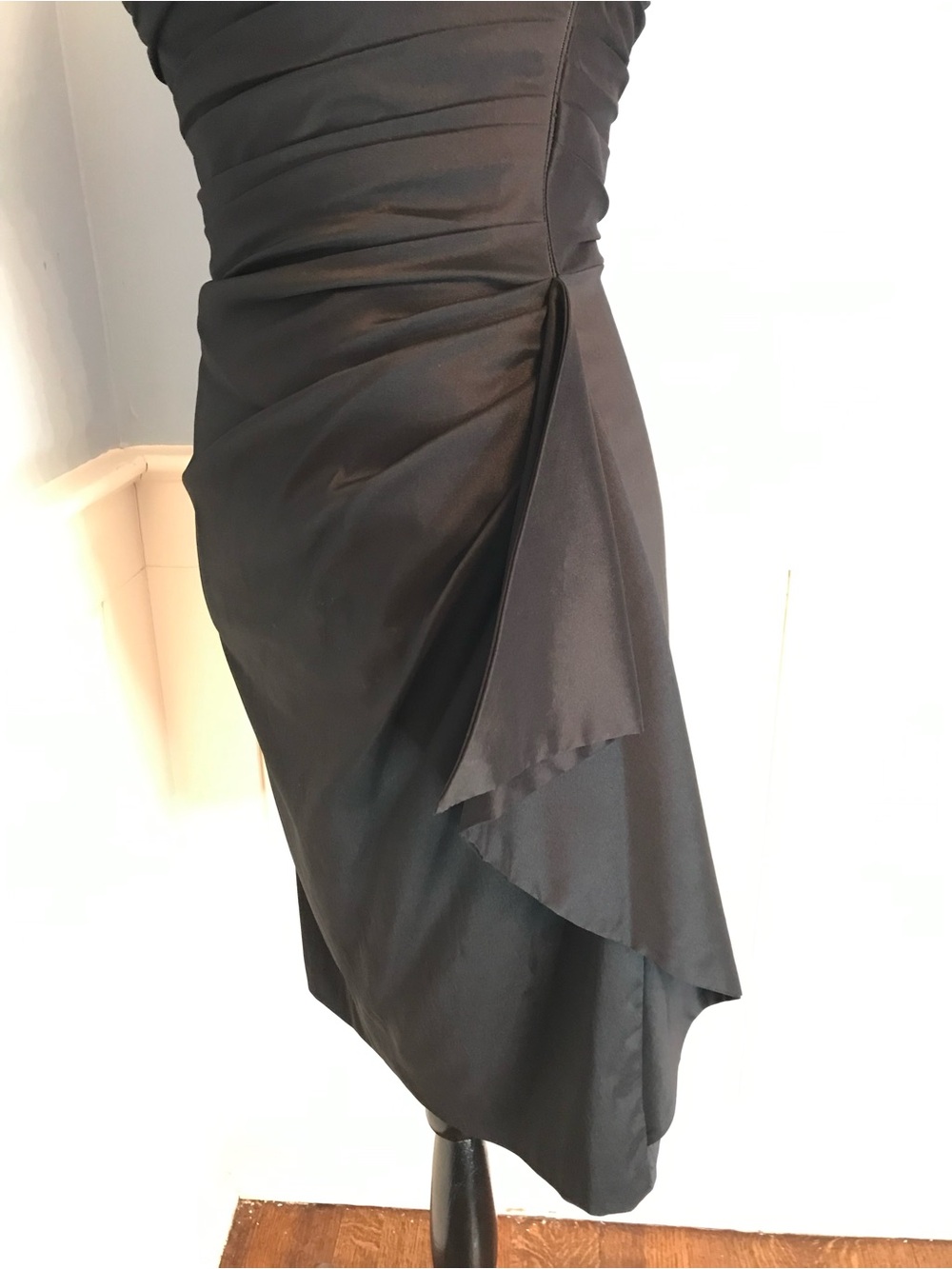 Retro Vintage Style One Shoulder Asymmetrical Sarong Wiggle Cocktail Dress Sz 6 - Picture 4 of 10